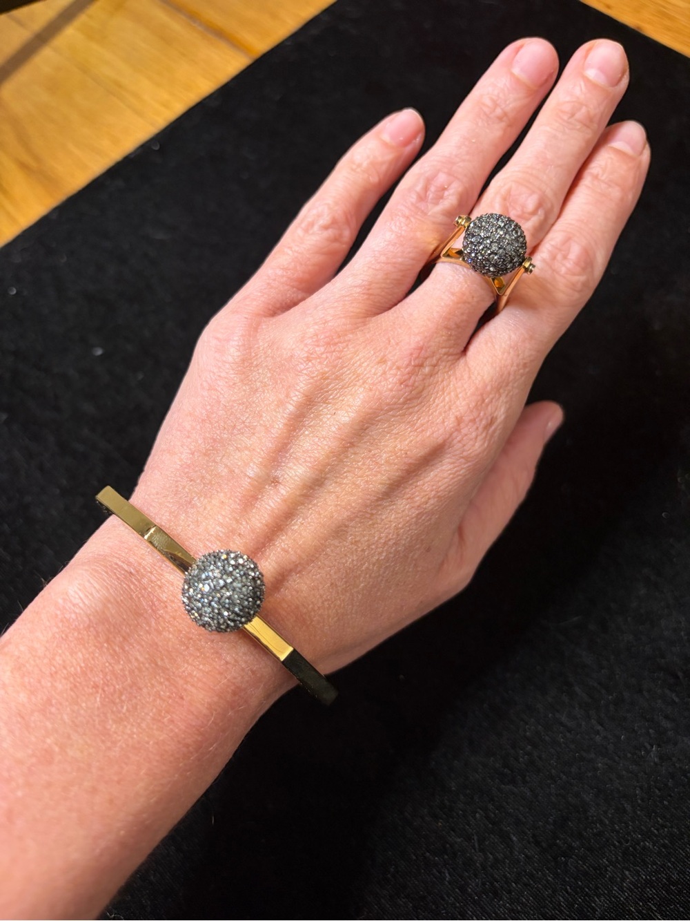 Gold-Tone Pavé Ball Statement Ring - Gold